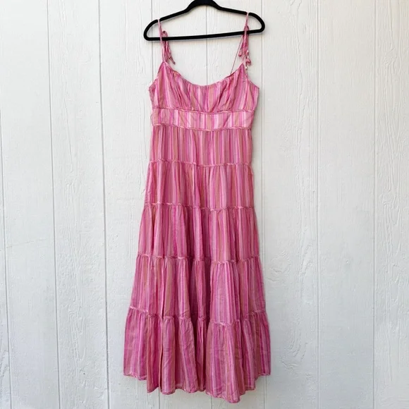 Zimmermann Bonita Tie Shoulder Striped Cotton Sundress Size 10 - Picture 3 of 10